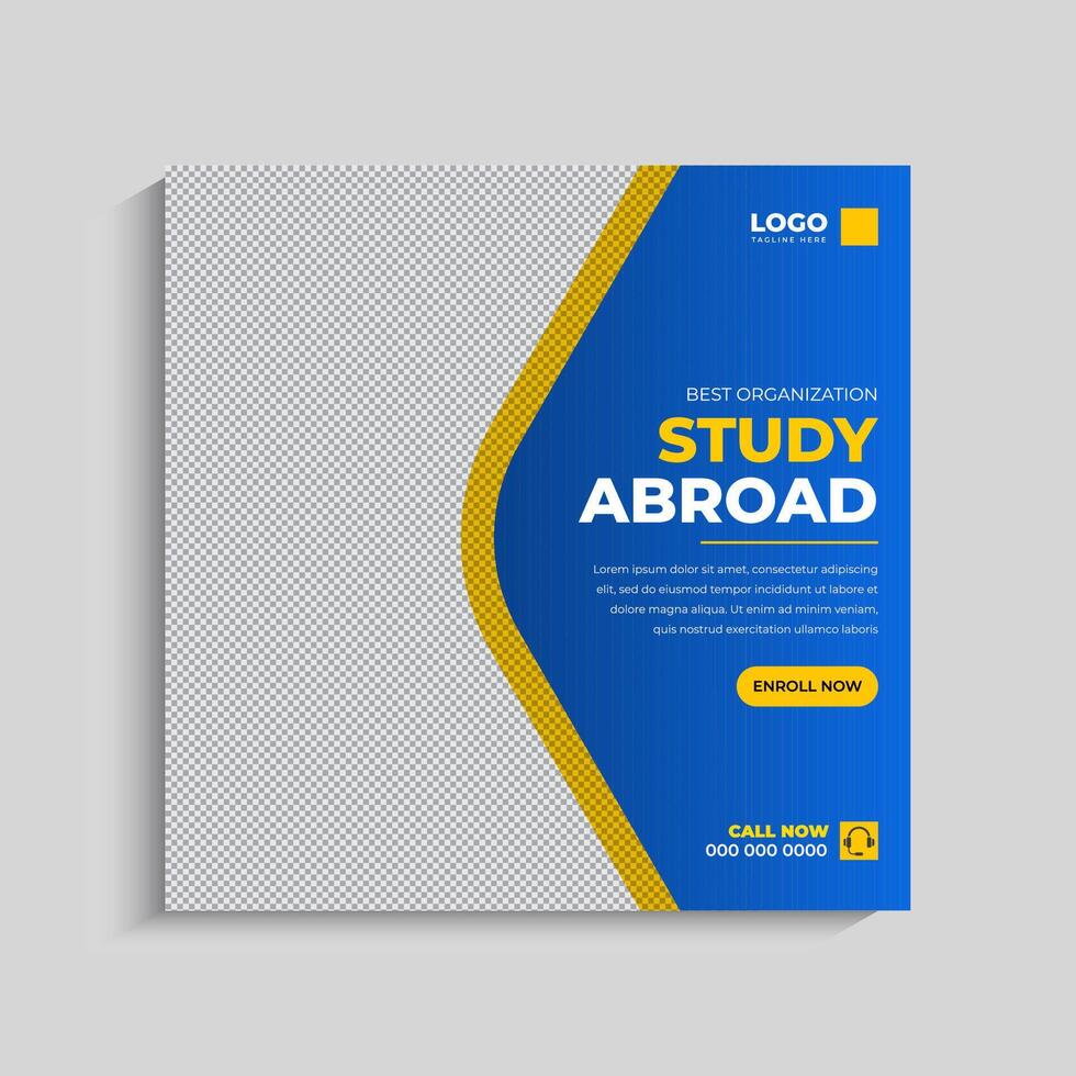 Study abroad social media post or admission Web Banner template vector