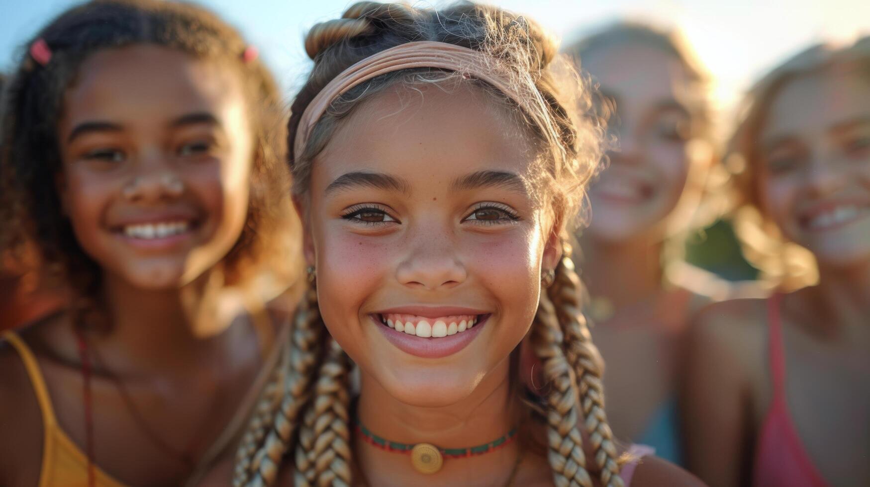 Group of Young Girls Standing Together photo