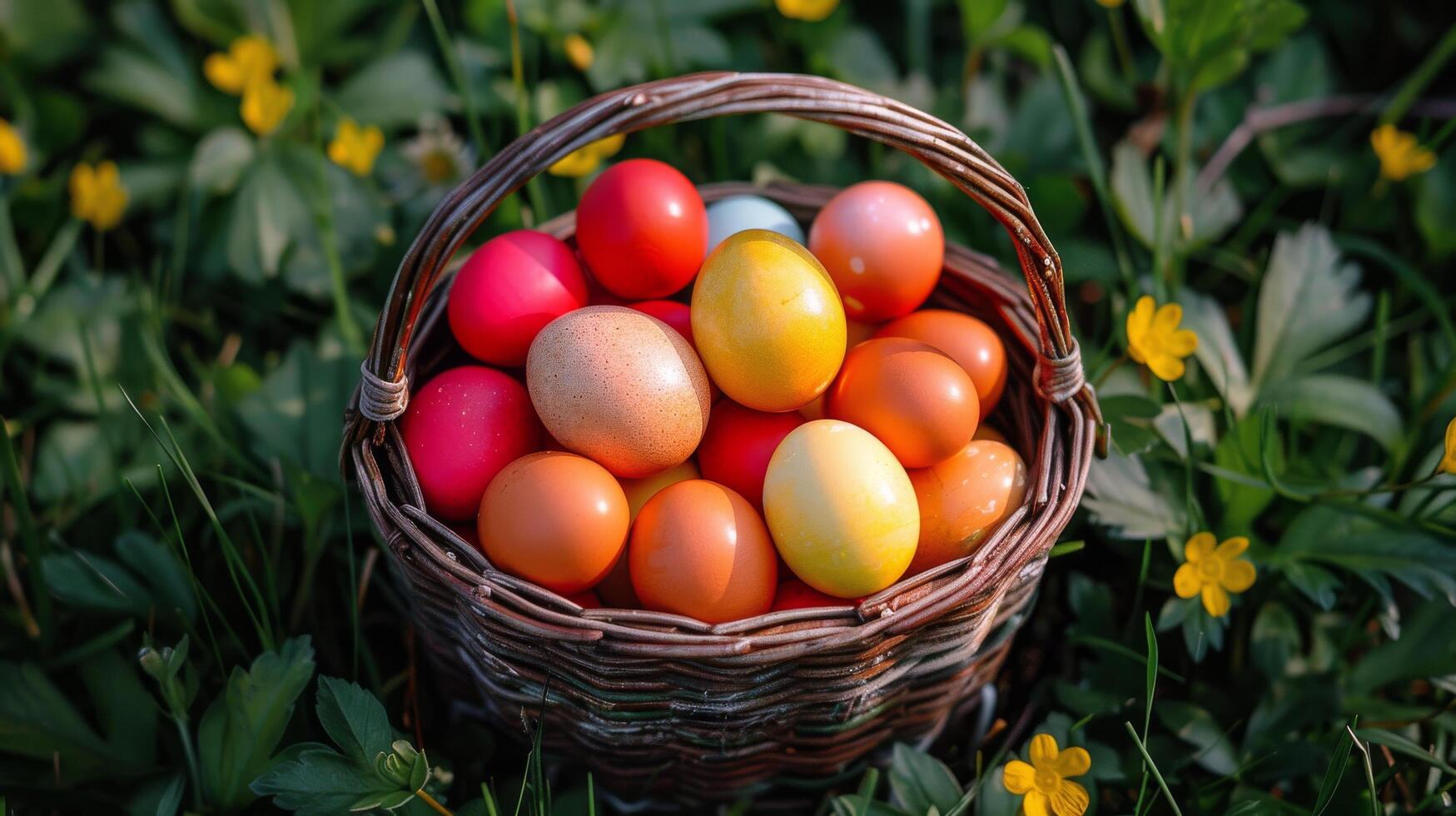 Bird Nest Filled With Eggs on Lush Green Field photo