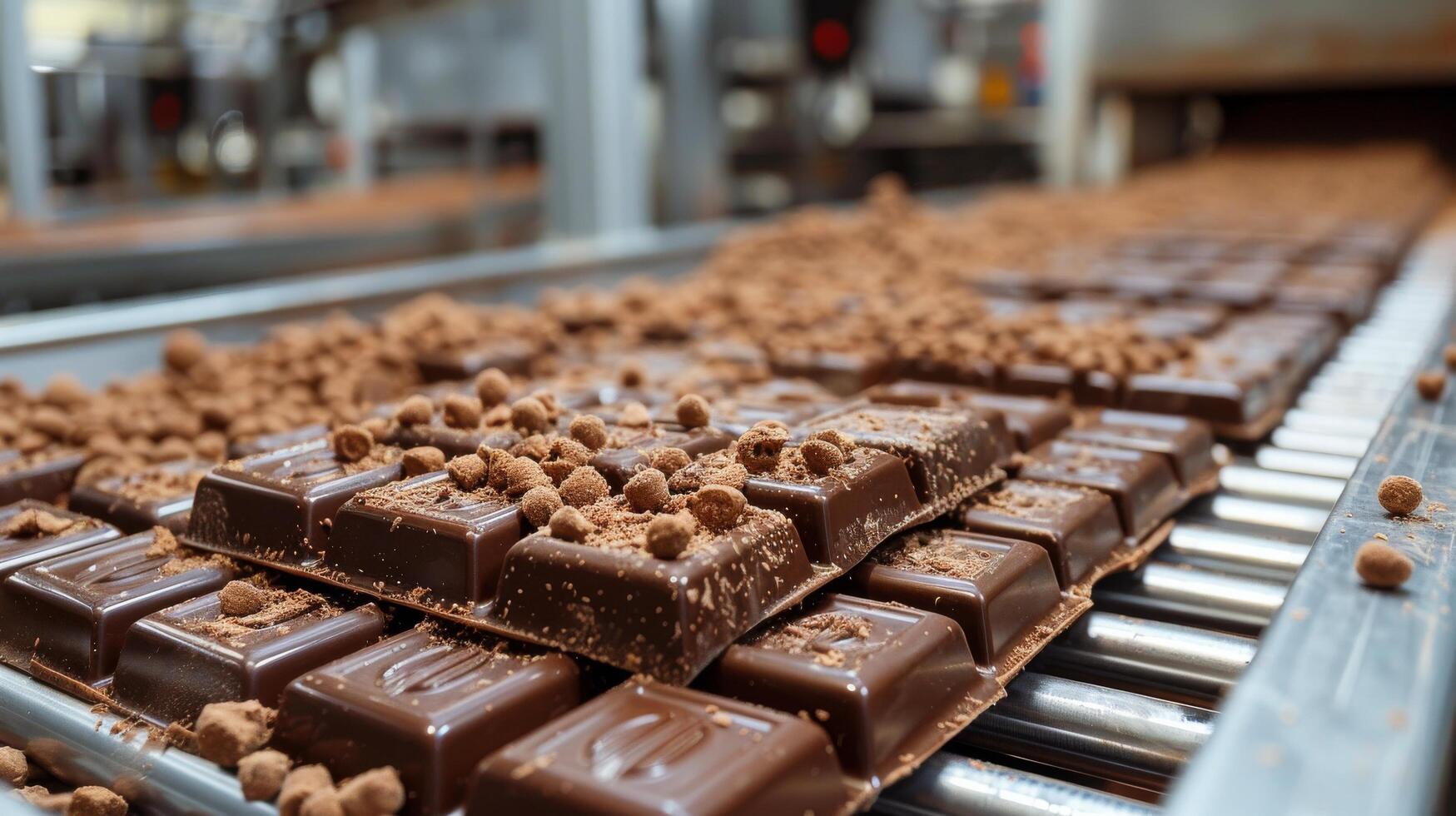 Conveyor Belt Filled With Chocolate photo