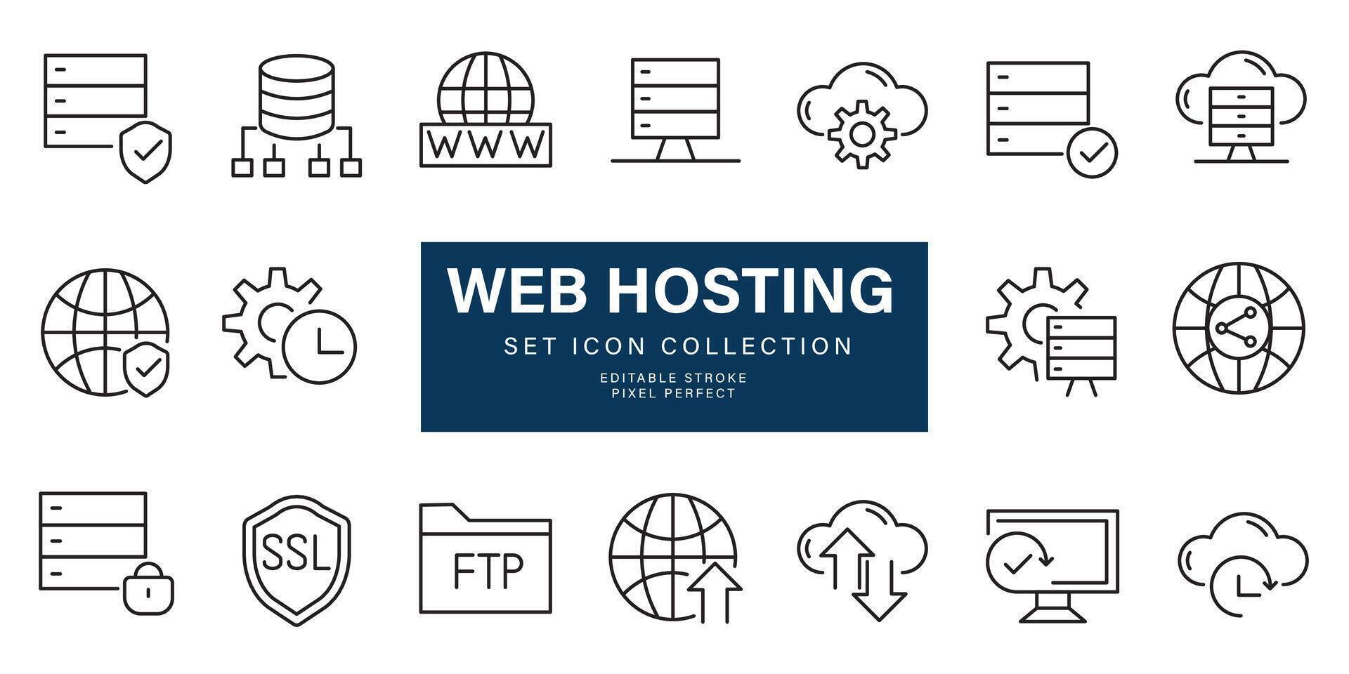 set Data Web Hosting icon isolated on white background . vector
