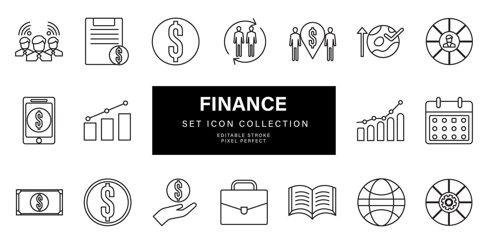 Set of Outline stroke business and Stock icon illustration vector