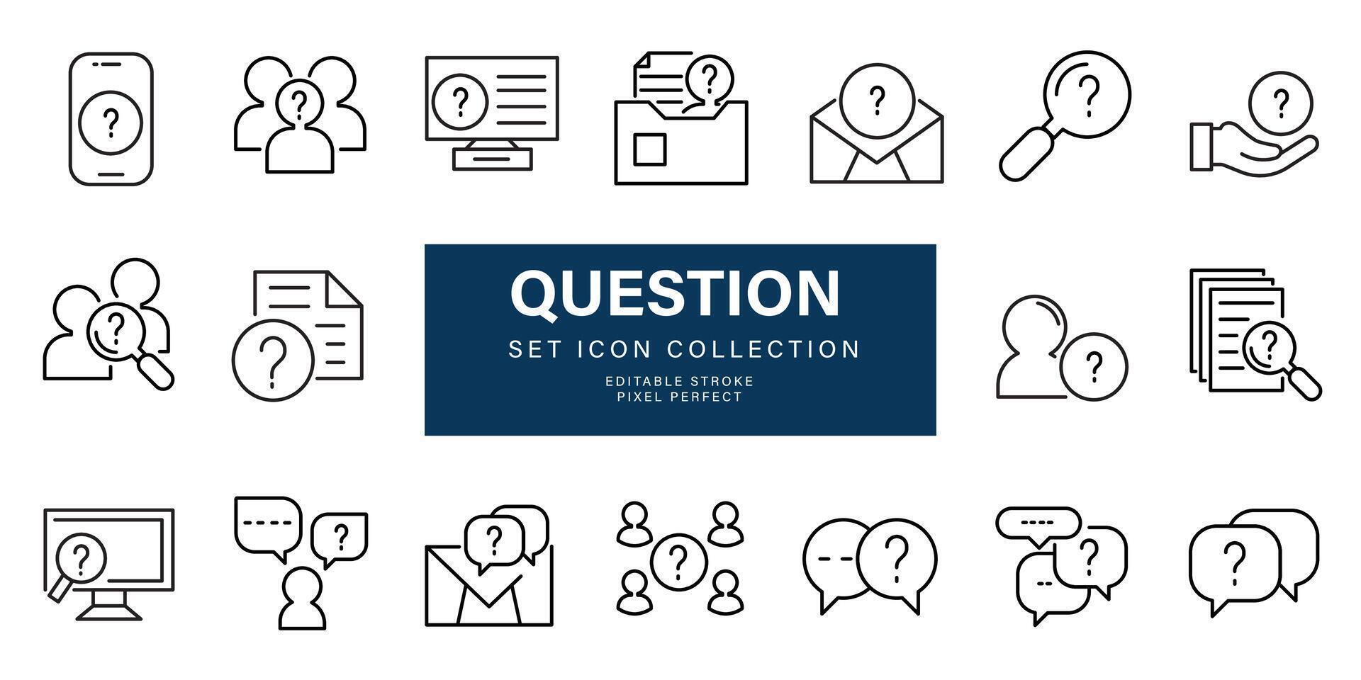 set Question icon sign and symbol isolated on white background vector