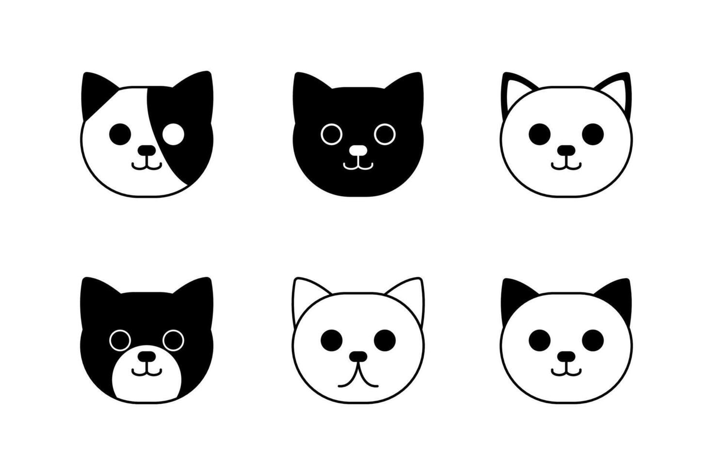 Adorable Cat Faces Icon Minimalist Art Icon Collection Cute Designs vector