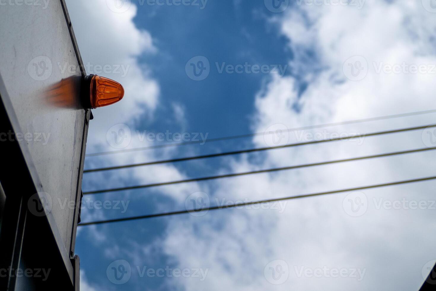 Additional turn signal mounted on the container on the transport vehicle photo