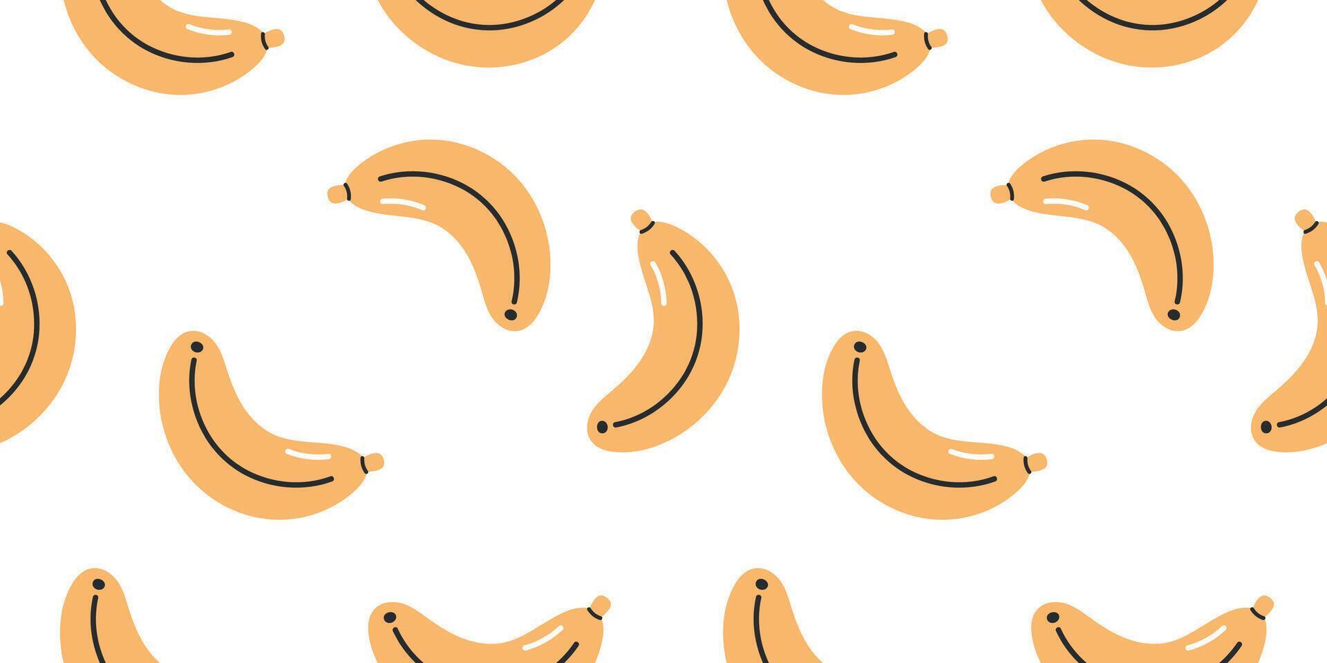 Seamless pattern with banana. illustration in cartoon style. For card, posters, banners, printing on the pack, printing on clothes, fabric, wallpaper. vector