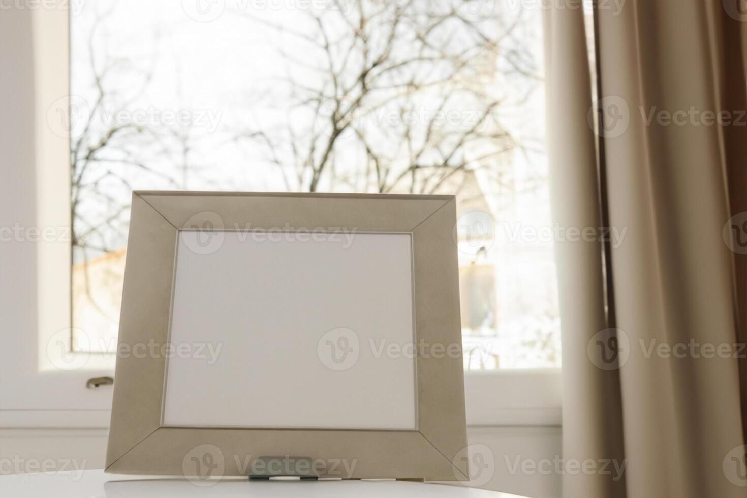Natural Mockup Photo Paper on Wooden Table for a Realistic and Authentic Presentation, Perfect for Showcasing Designs with a Natural Feel