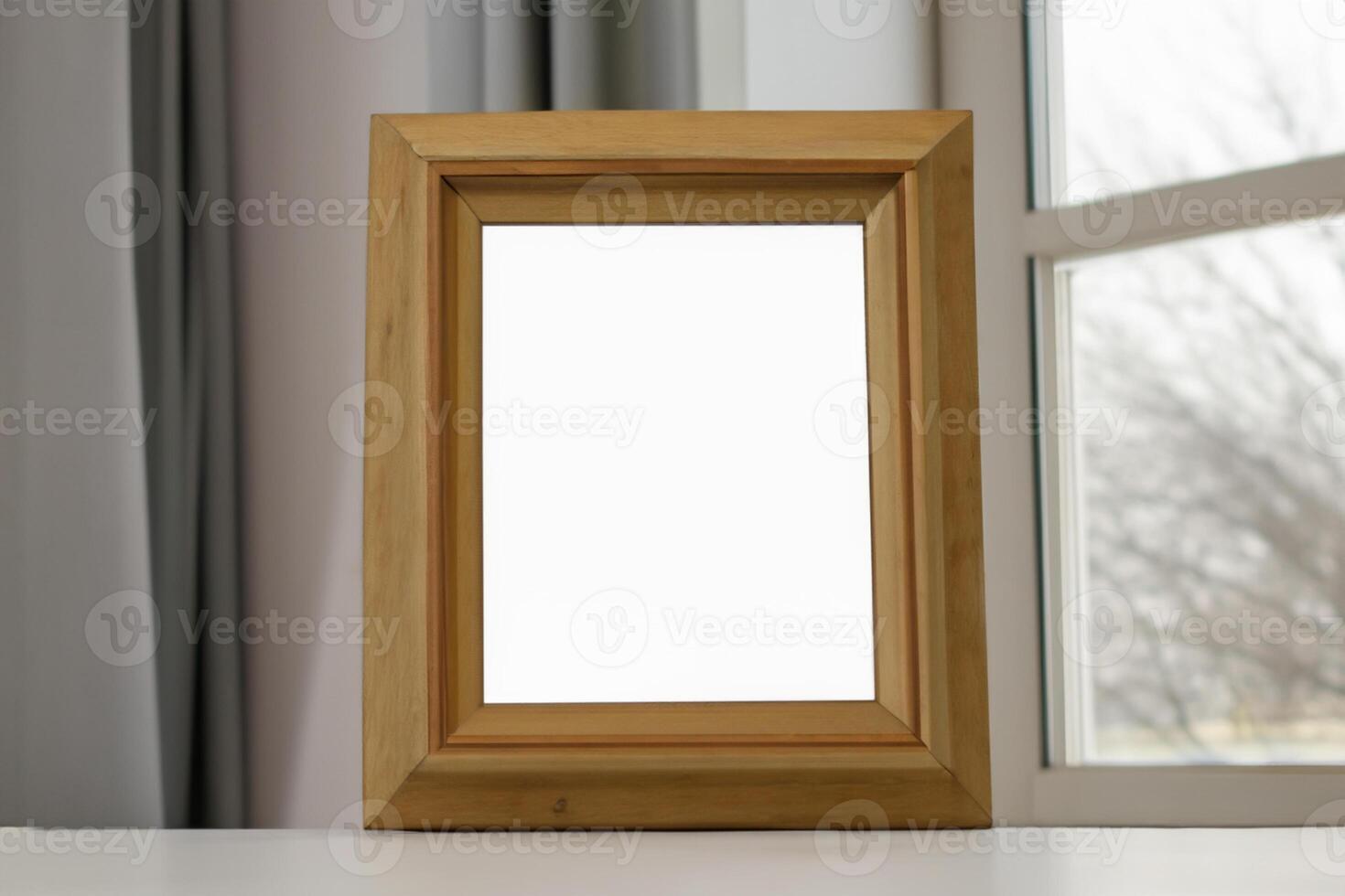 Natural Mockup Photo Paper on Wooden Table for a Realistic and Authentic Presentation, Perfect for Showcasing Designs with a Natural Feel