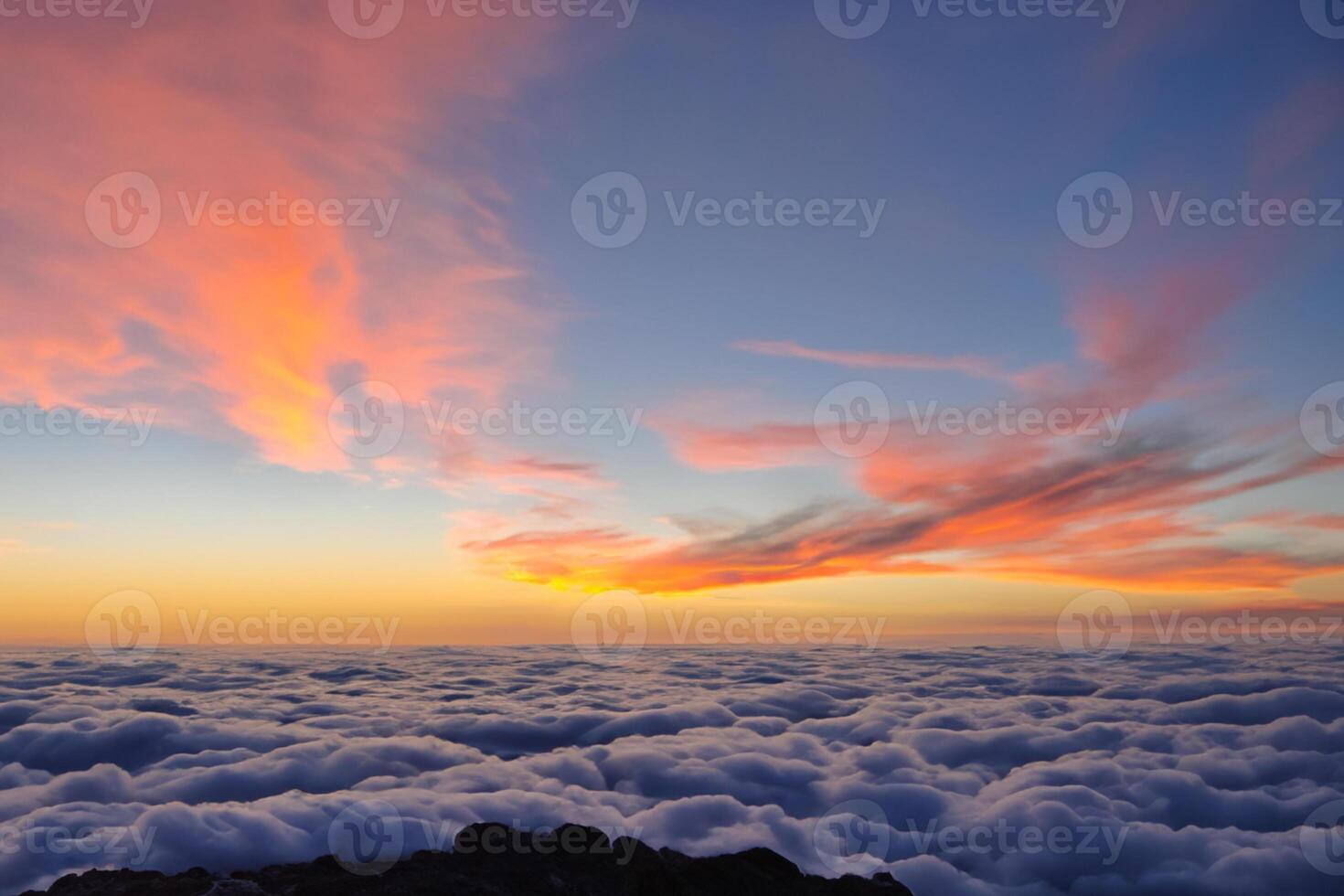 Majestic Sunrise Beautiful Clouds Over the Mountains Create a Harmonious Atmosphere, Painting a Serene and Majestic Scene of Natural Beauty photo