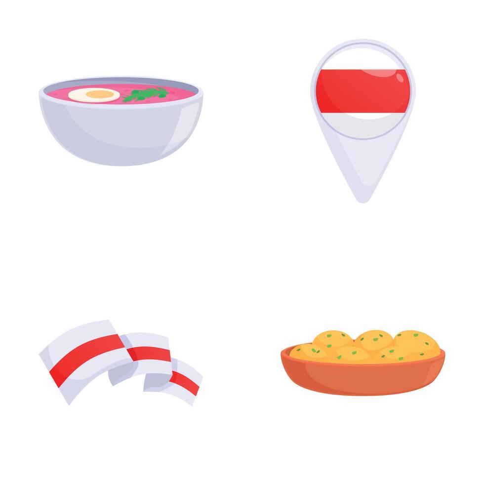 Belarus icons set cartoon . Old flag of belarus vector