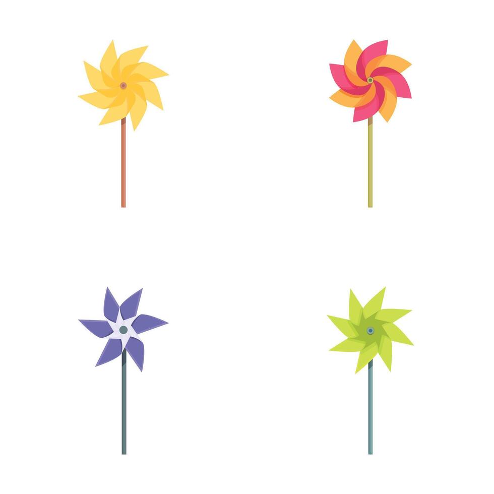 Colorful pinwheel set isolated on white background vector