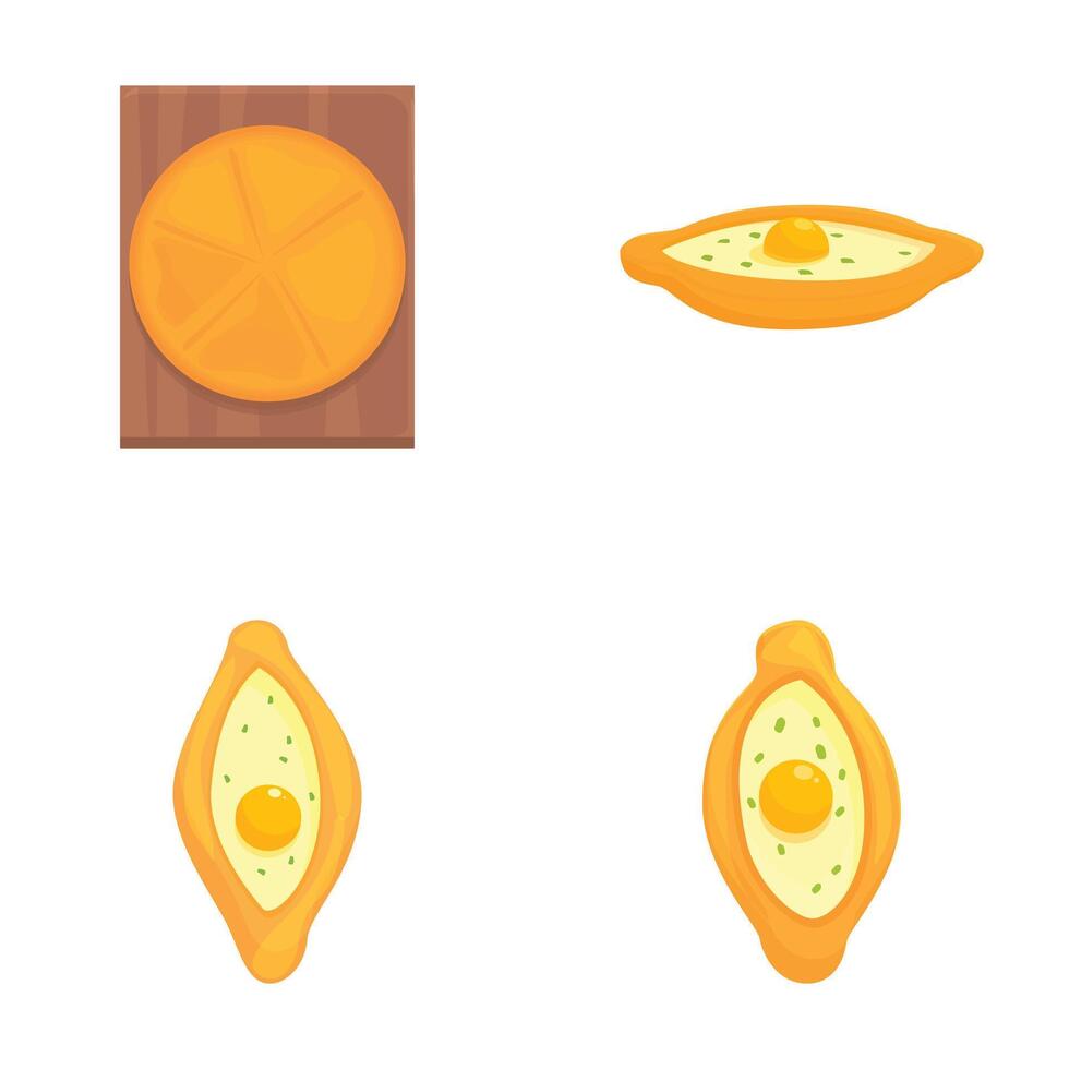 Set of cartoon khachapuri georgian cuisine illustrations vector