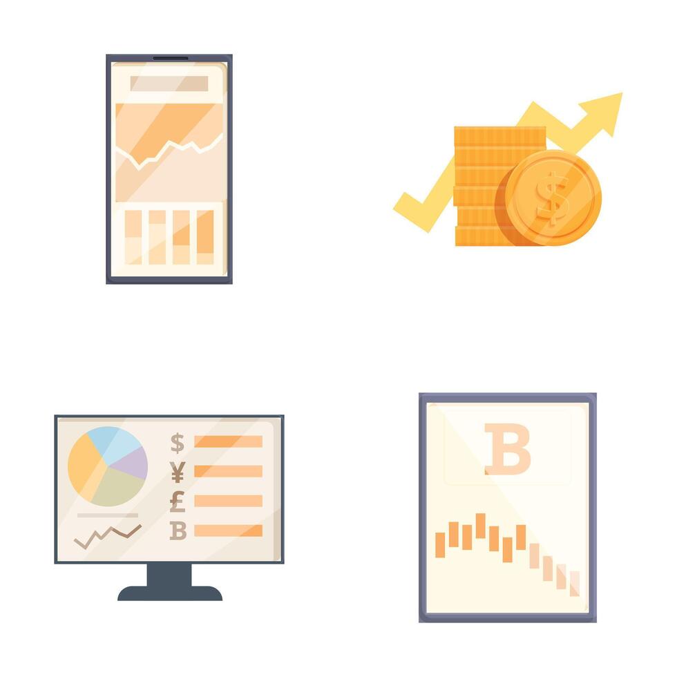 Set of finance and cryptocurrency illustrations vector