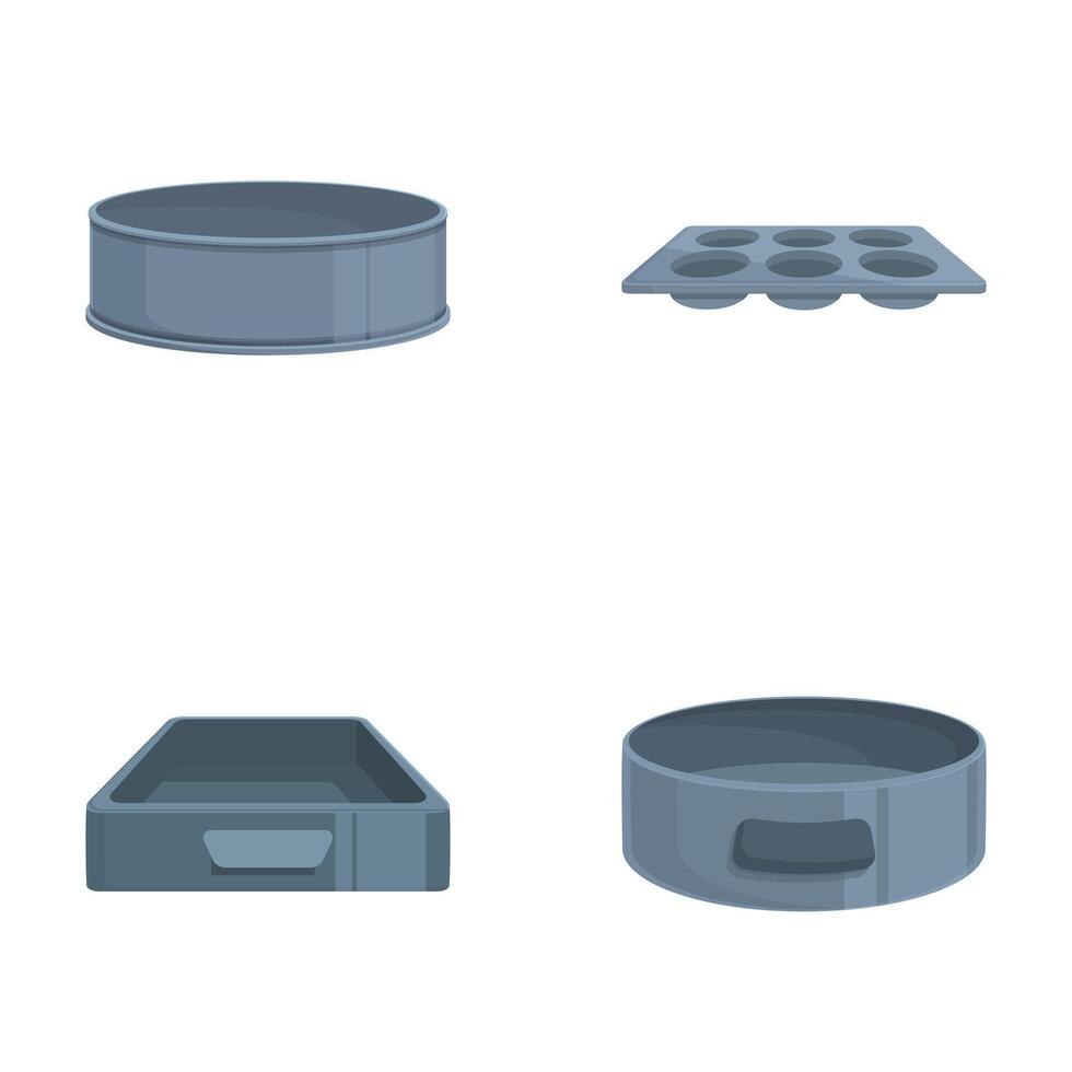 Set of various baking pans icons vector
