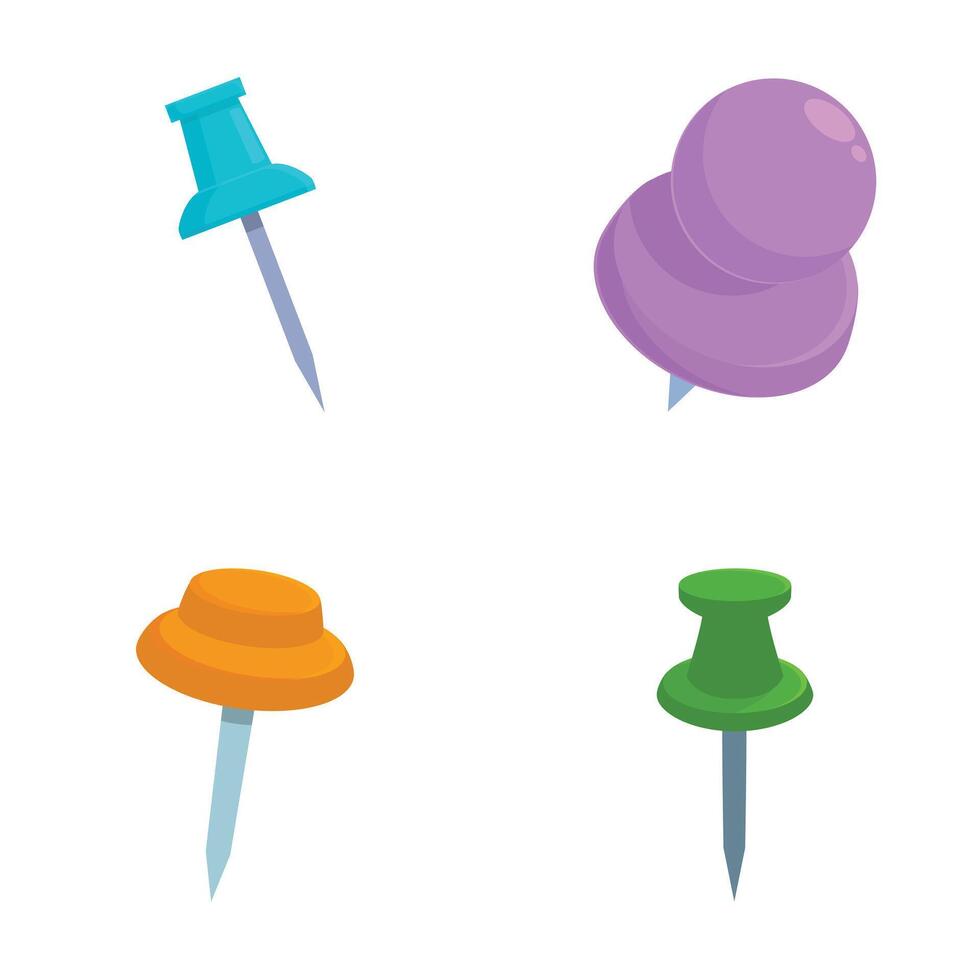 Colorful push pins set isolated on white vector