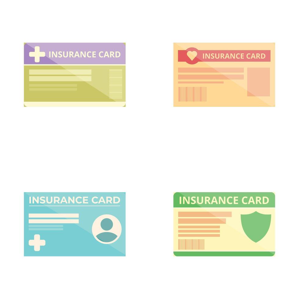 Set of flat design insurance cards vector