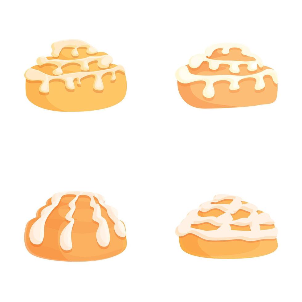 Assorted iced cinnamon rolls illustration vector