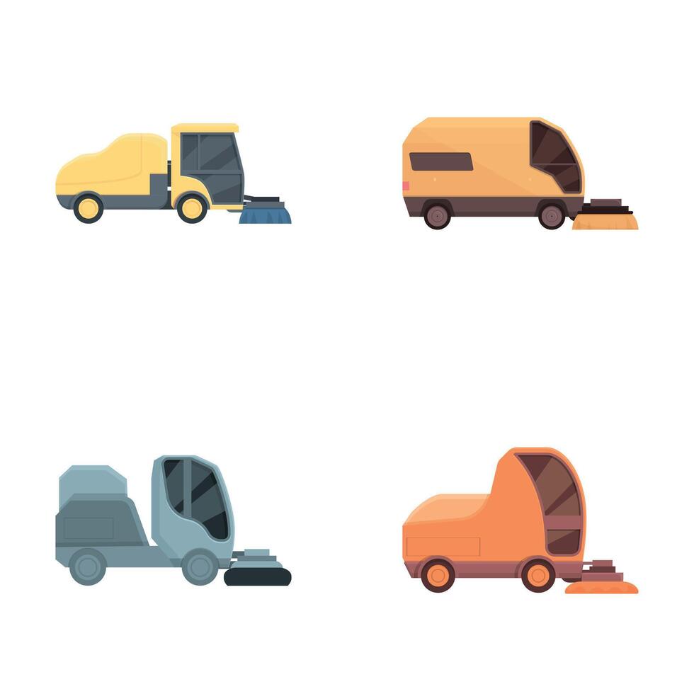 Set of four cartoon delivery and service vehicles vector