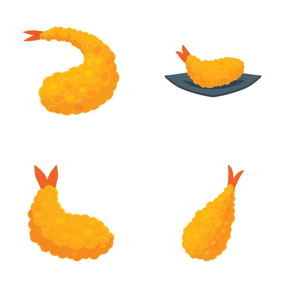 Set of shrimp tempura illustrations vector
