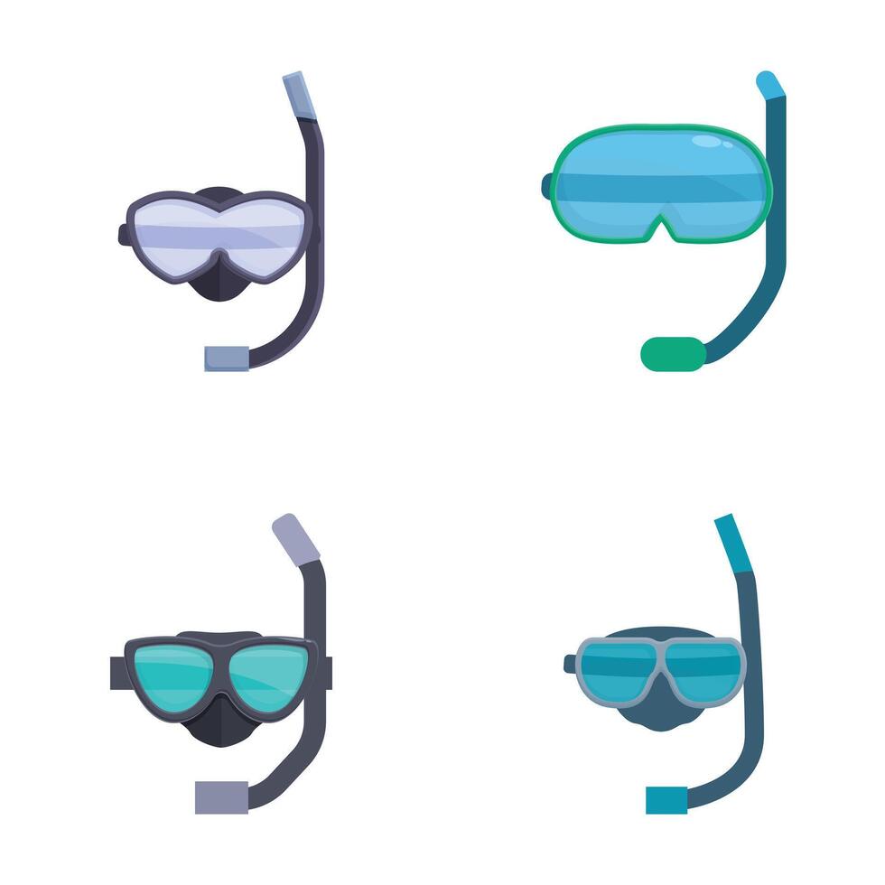 Set of diving masks with snorkels illustration vector