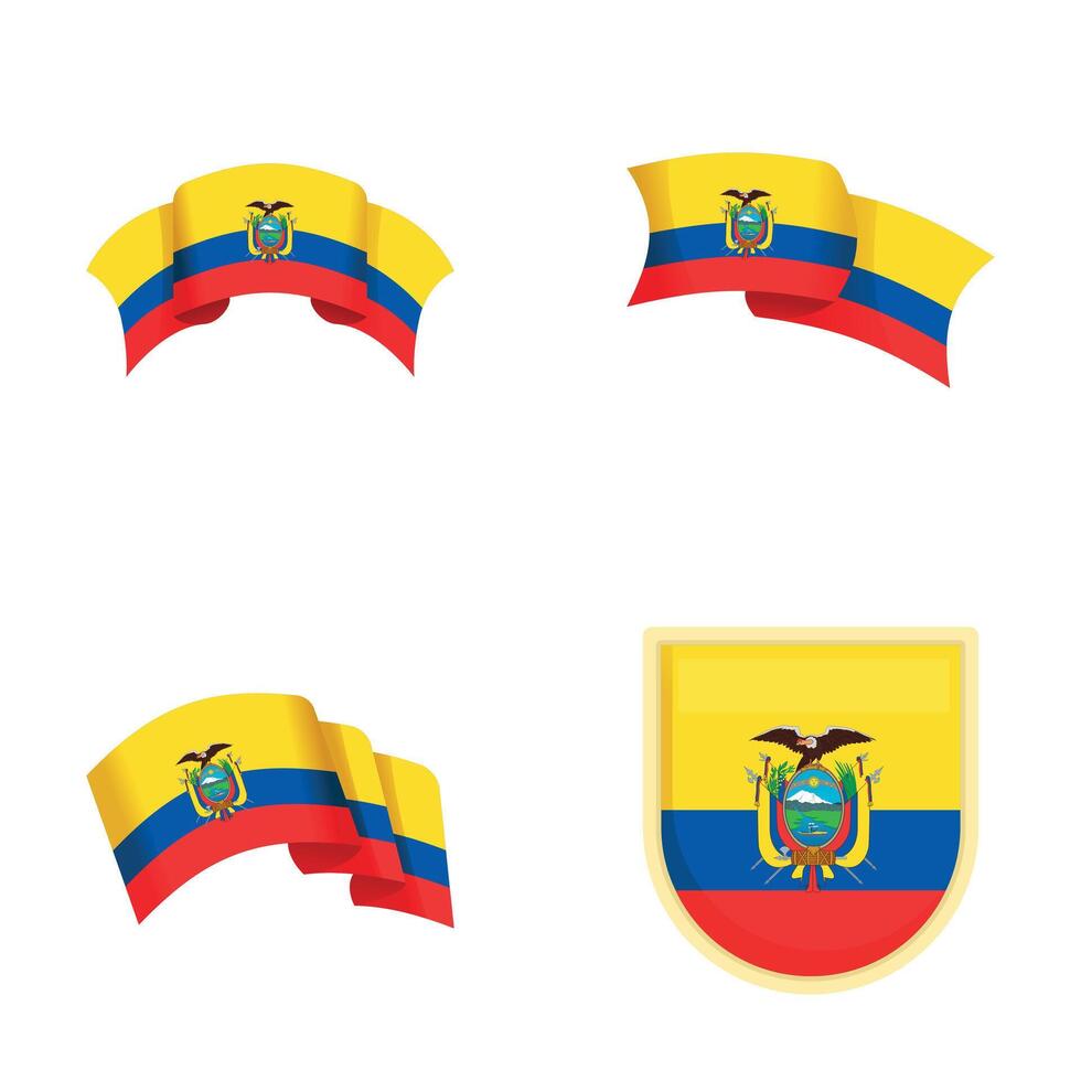 Ecuador flag icons set cartoon . Ecuador official flag vector
