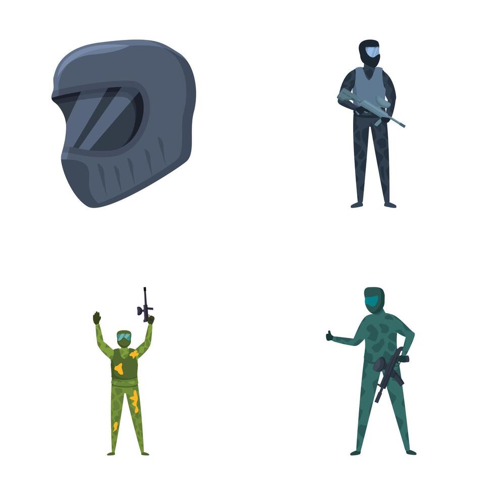Set of special forces characters in action poses vector