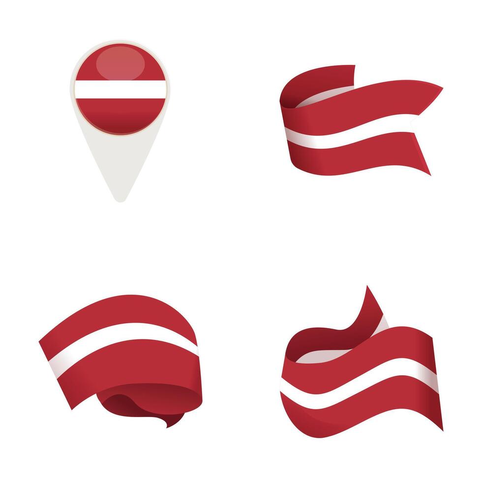 Set of latvian flag icons and design elements vector