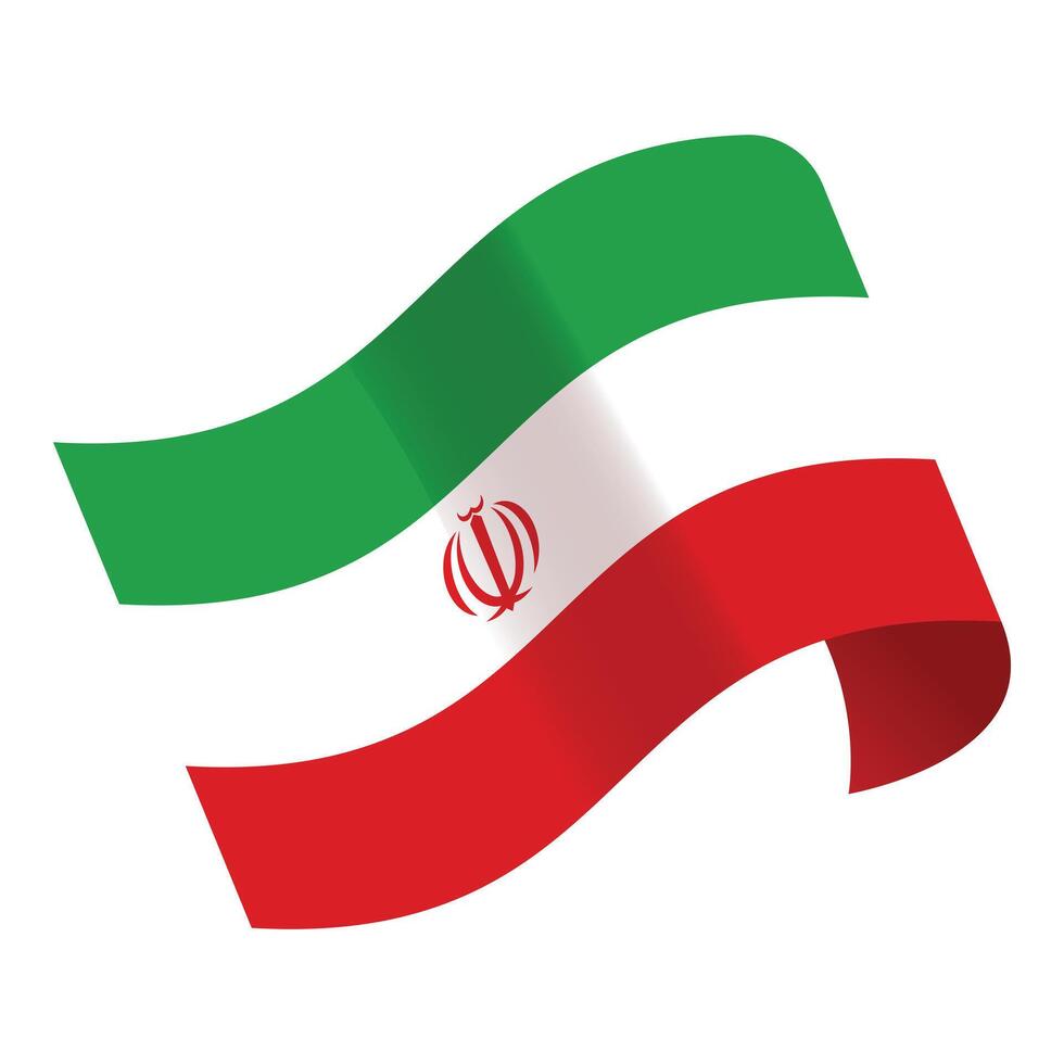 Waving flag of iran isolated on white vector