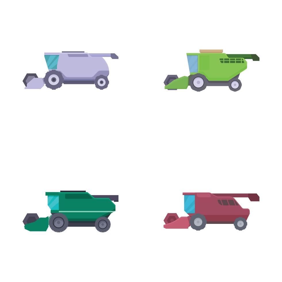 Set of modern combine harvesters illustration vector