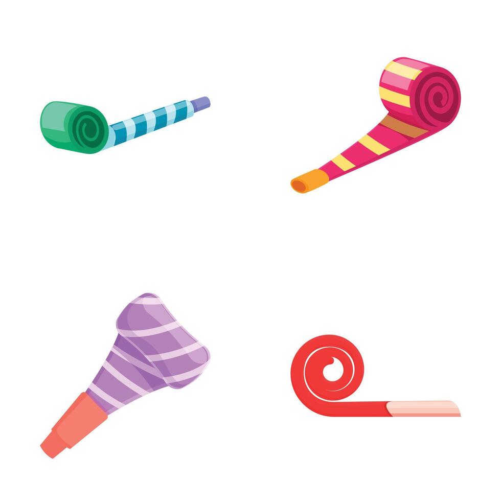 Colorful party noise maker illustrations vector