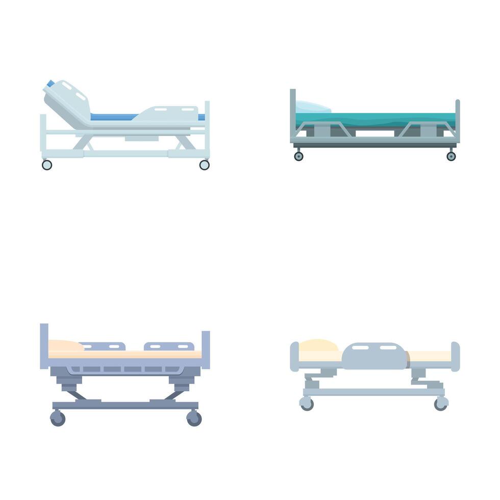 Set of hospital beds illustrations vector