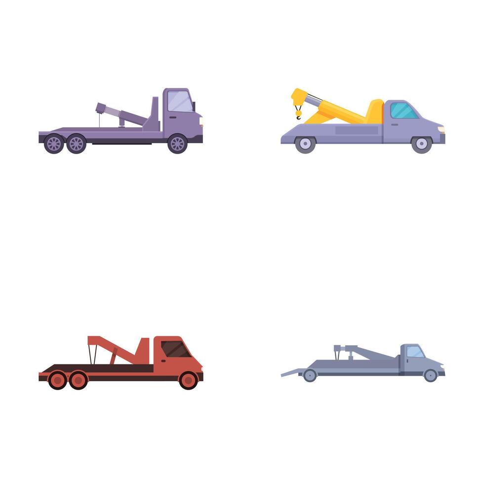 Set of flat design tow trucks vector