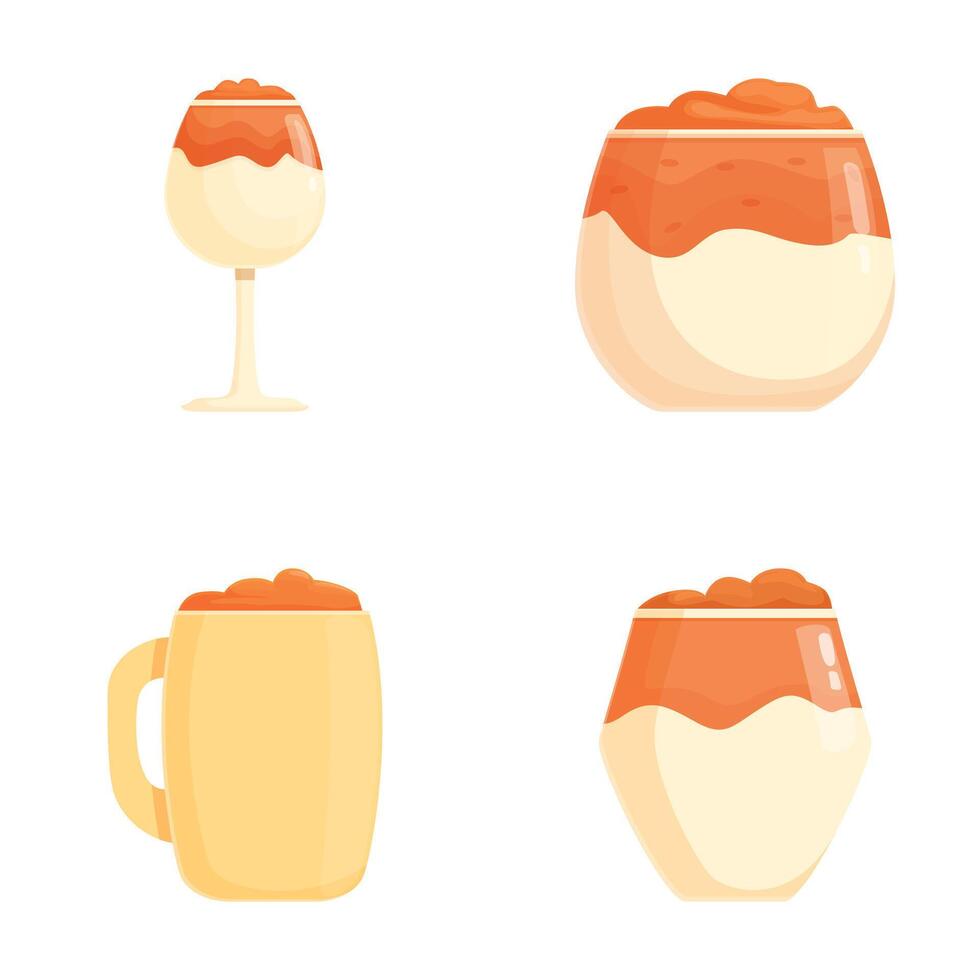 Assorted cartoon pudding cups set vector