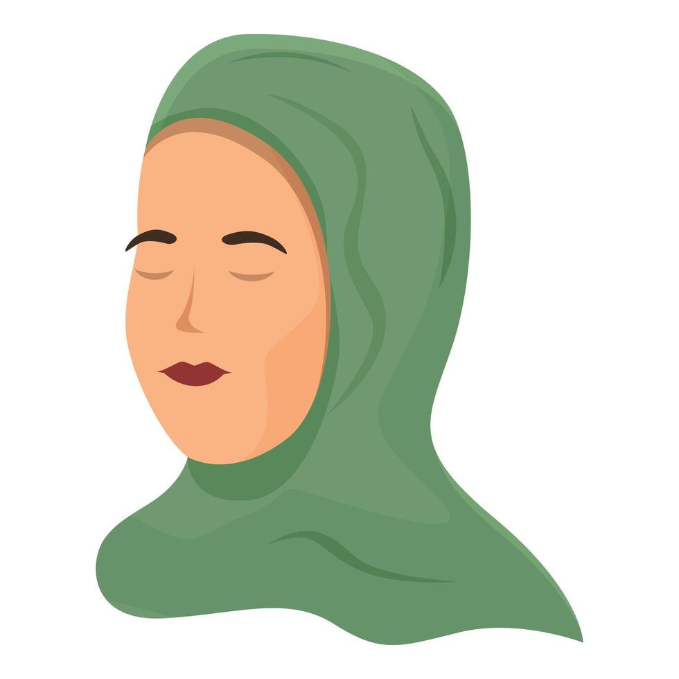 Serene woman in green hijab illustration vector