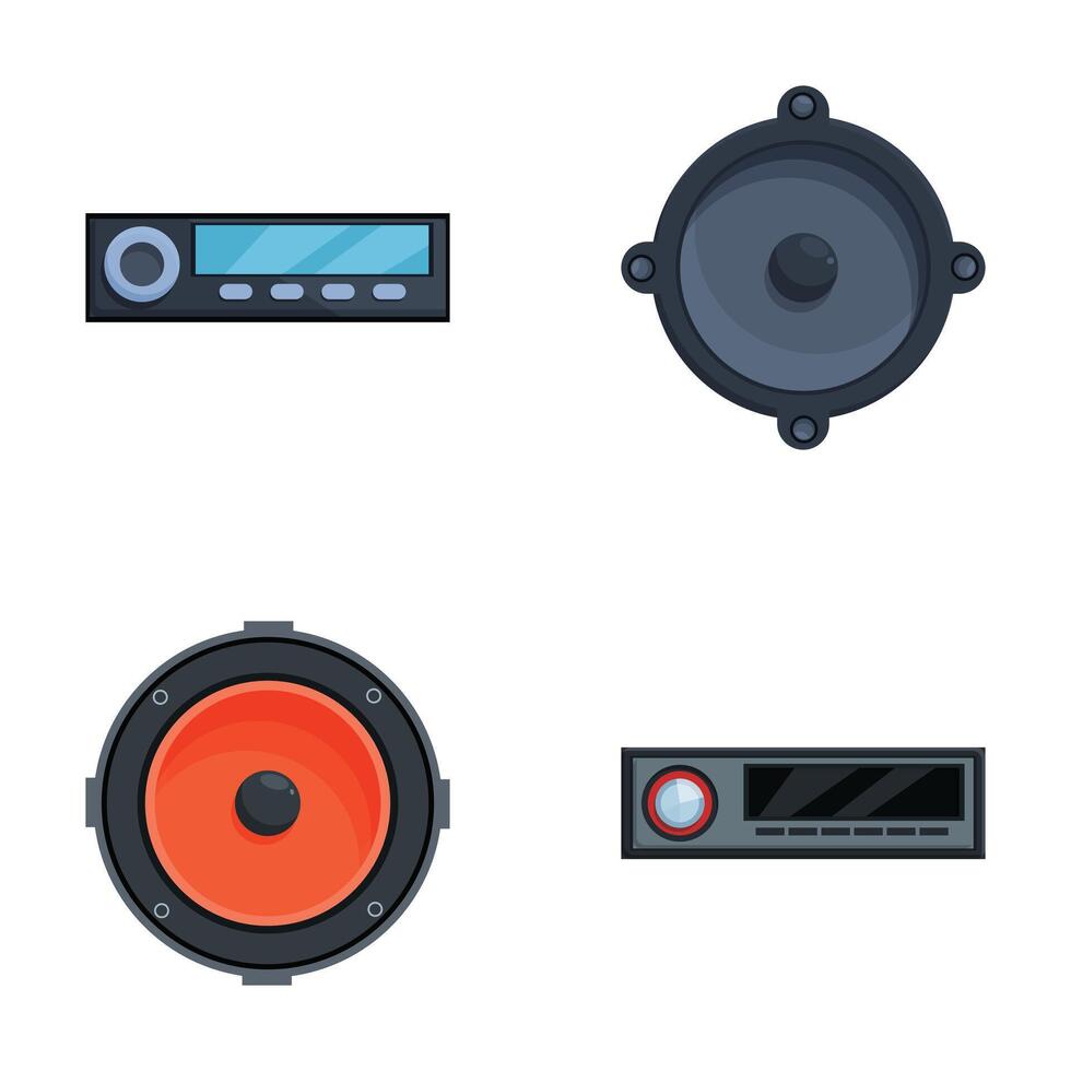 set of audio speakers and sound equipment vector