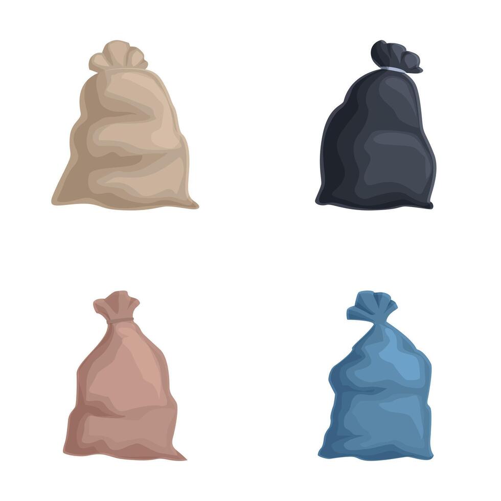 Set of four cartoon sacks in various colors vector