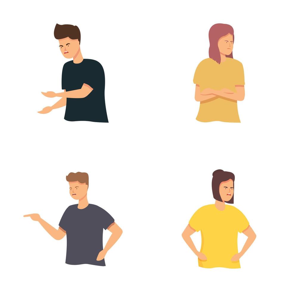 Set of people expressing disagreement and discontent vector