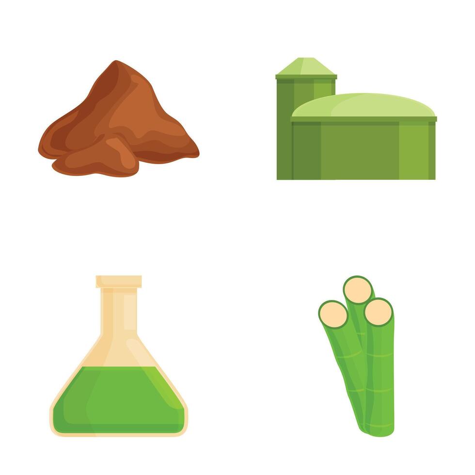 Collection of agriculture icons soil, silo, flask, and leek vector