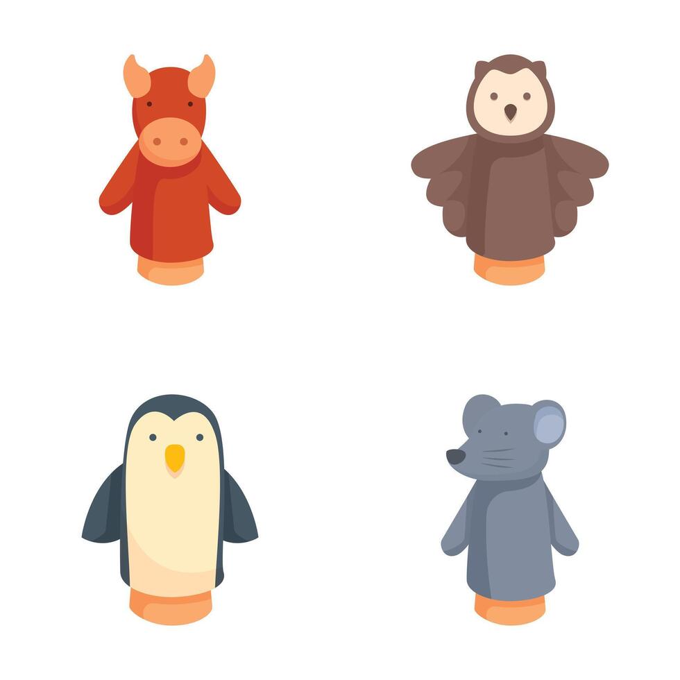 Charming set of cartoon animals, including a giraffe, owl, penguin, and mouse, perfect for children's designs vector