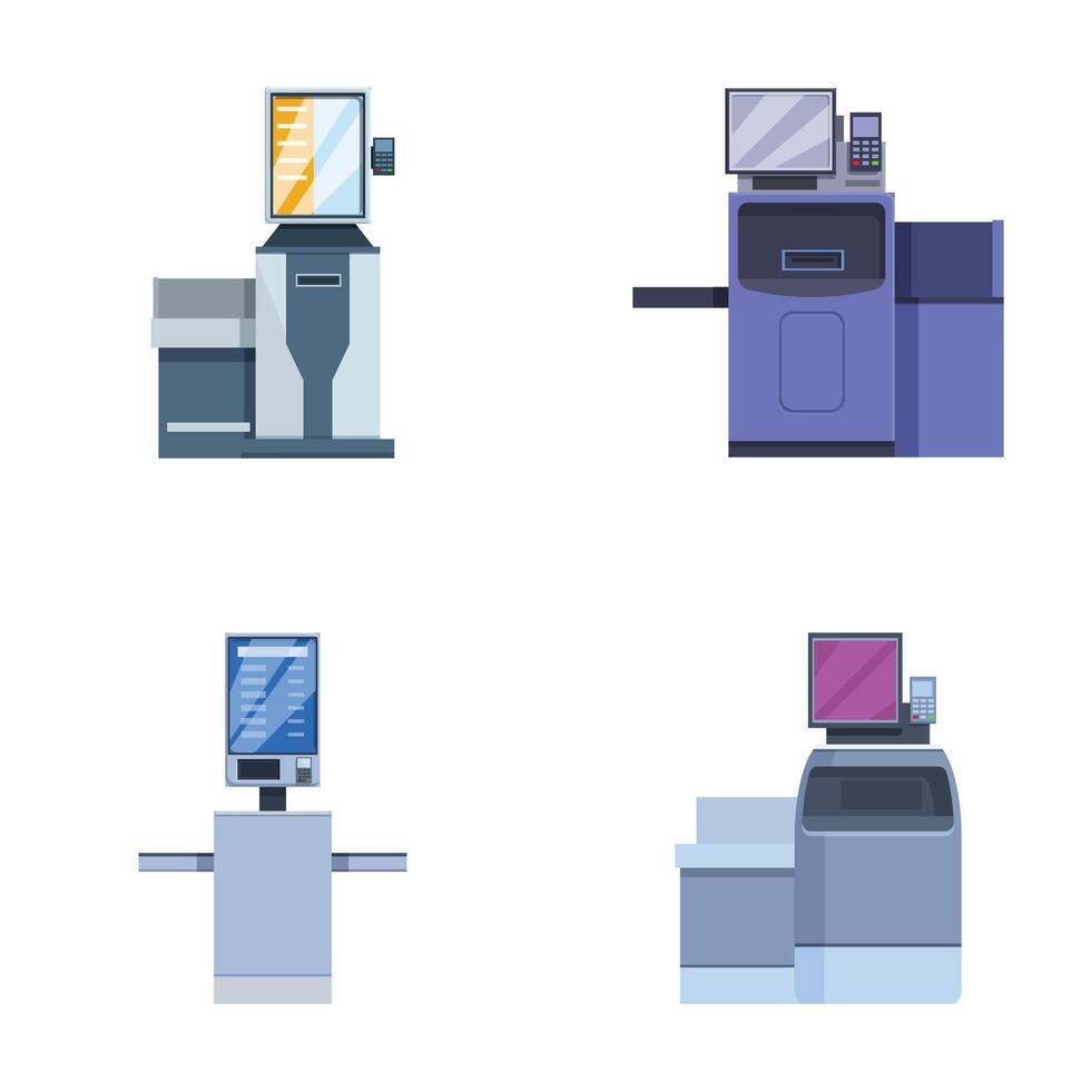 Set of modern office copiers and printers vector
