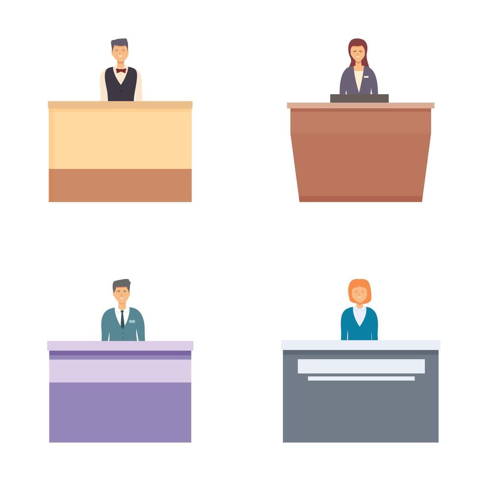 Receptionists at front desk collection vector