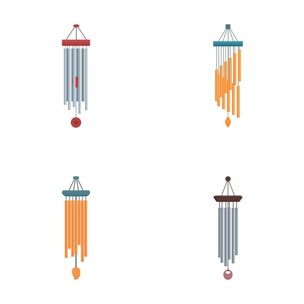 Set of colorful wind chimes illustration vector