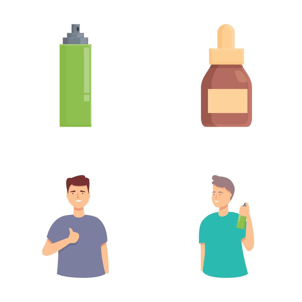 Set of allergy treatment options and patient reactions vector