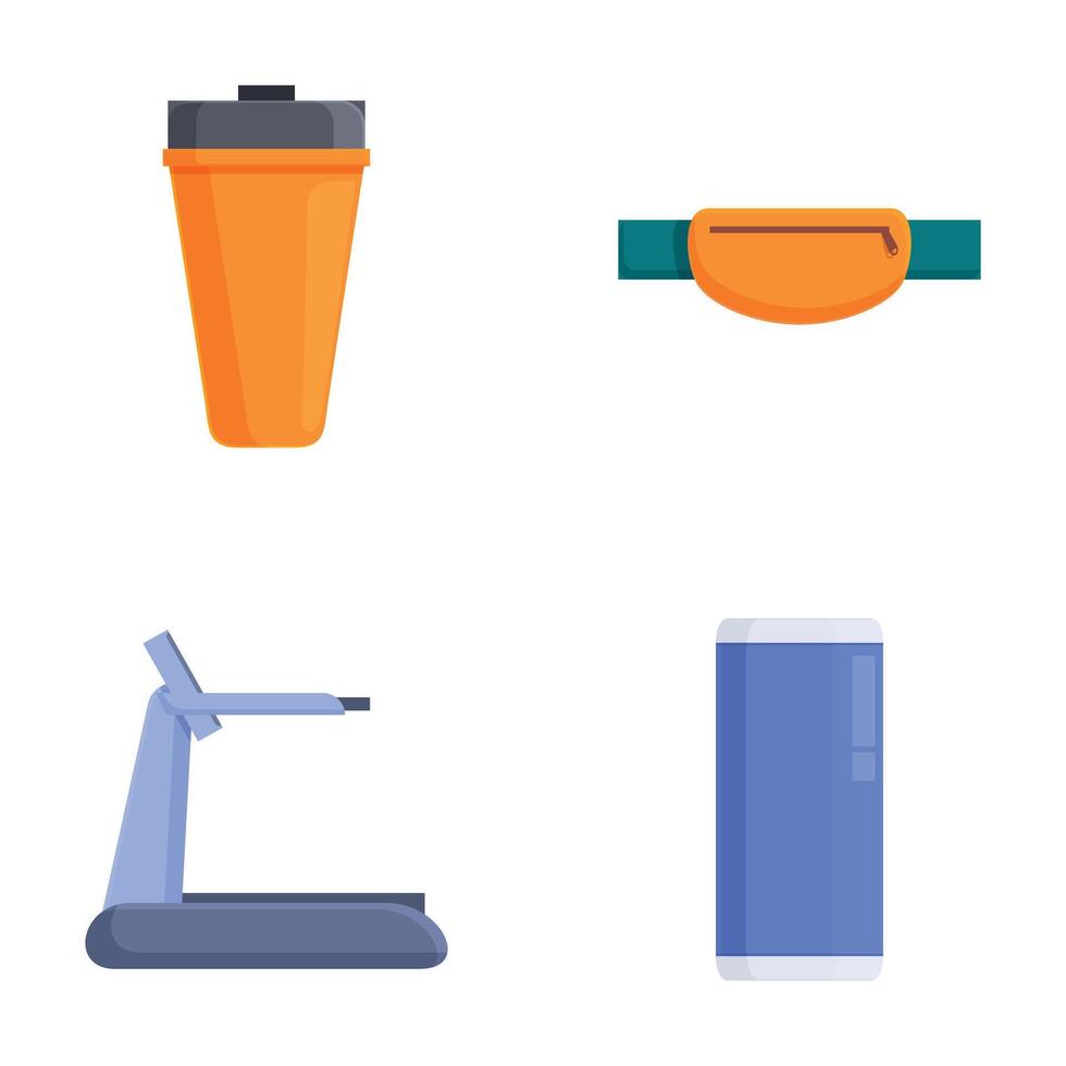 Collection of everyday objects and fitness equipment vector