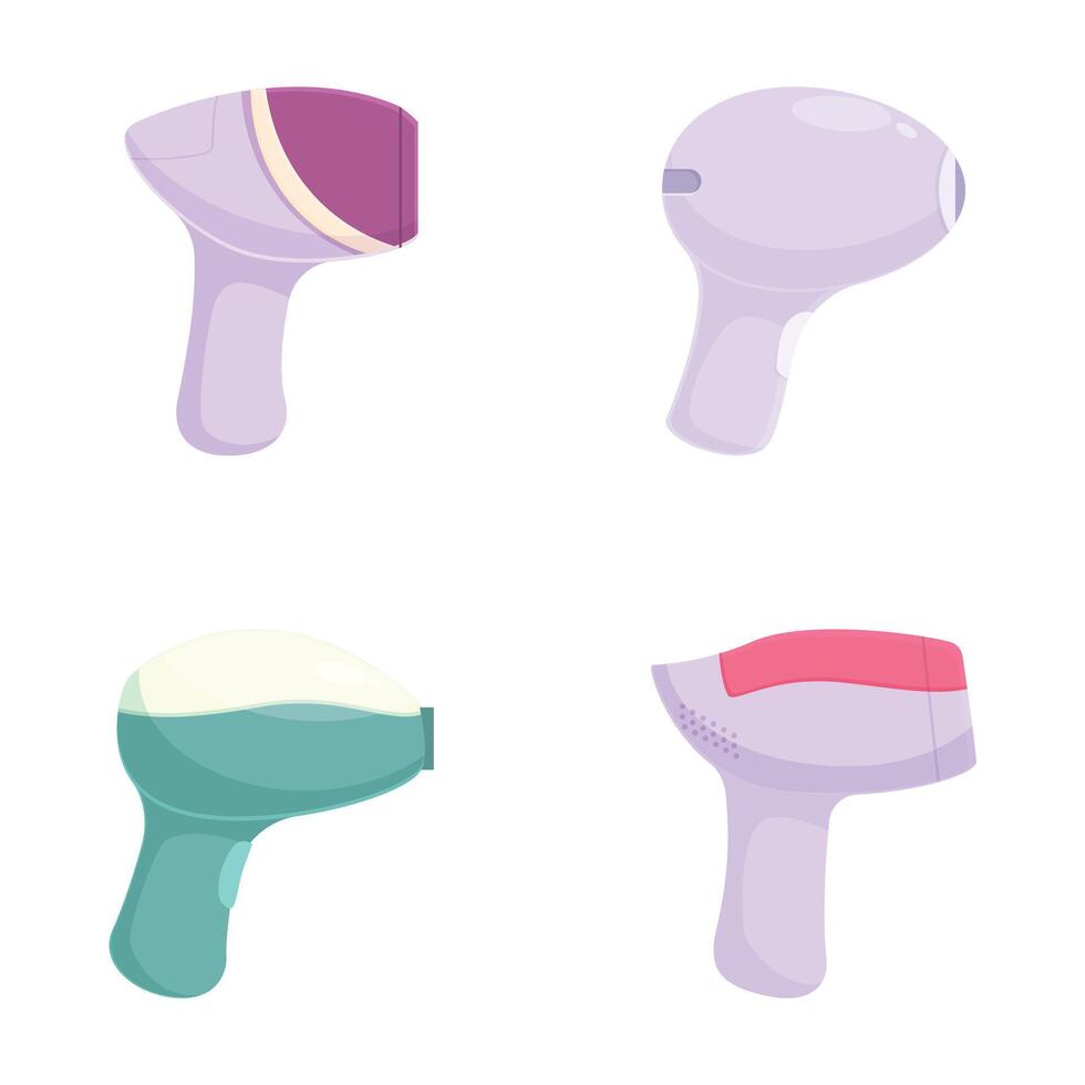 Set of cartoon hair dryers isolated on white vector