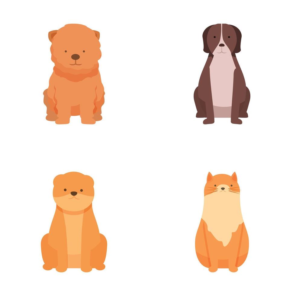 Set of cute cartoon dogs and cats vector