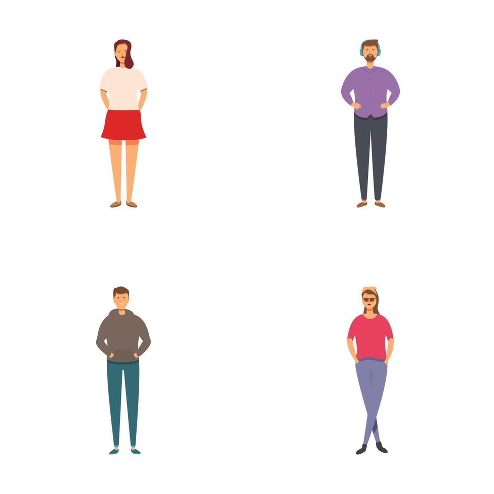 Group of diverse cartoon characters standing vector
