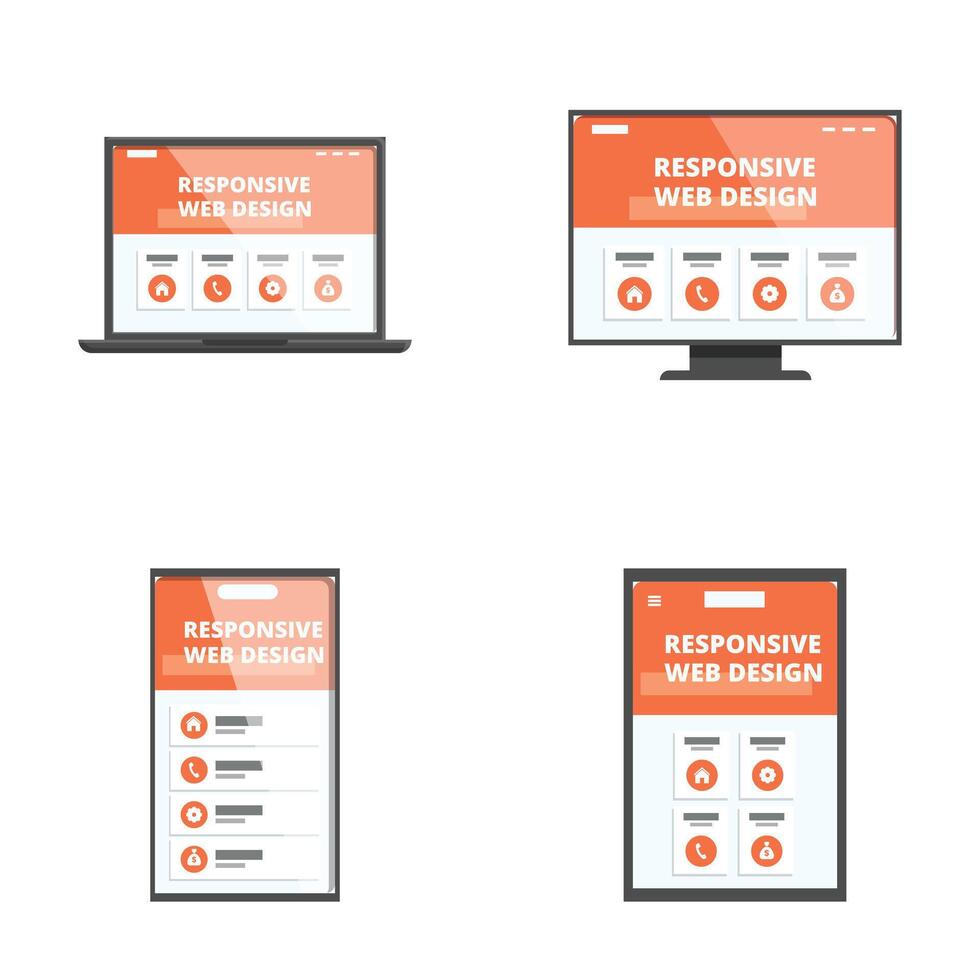 Responsive web design concept across devices vector