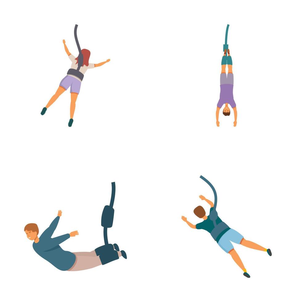 Set of various falling people illustrations vector