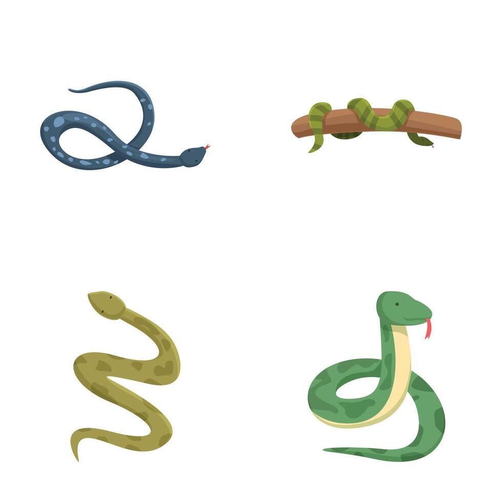 Collection of cartoon snakes illustrations vector